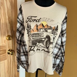 Upcycled Ford Bronco Graphic Long Sleeve Shirt